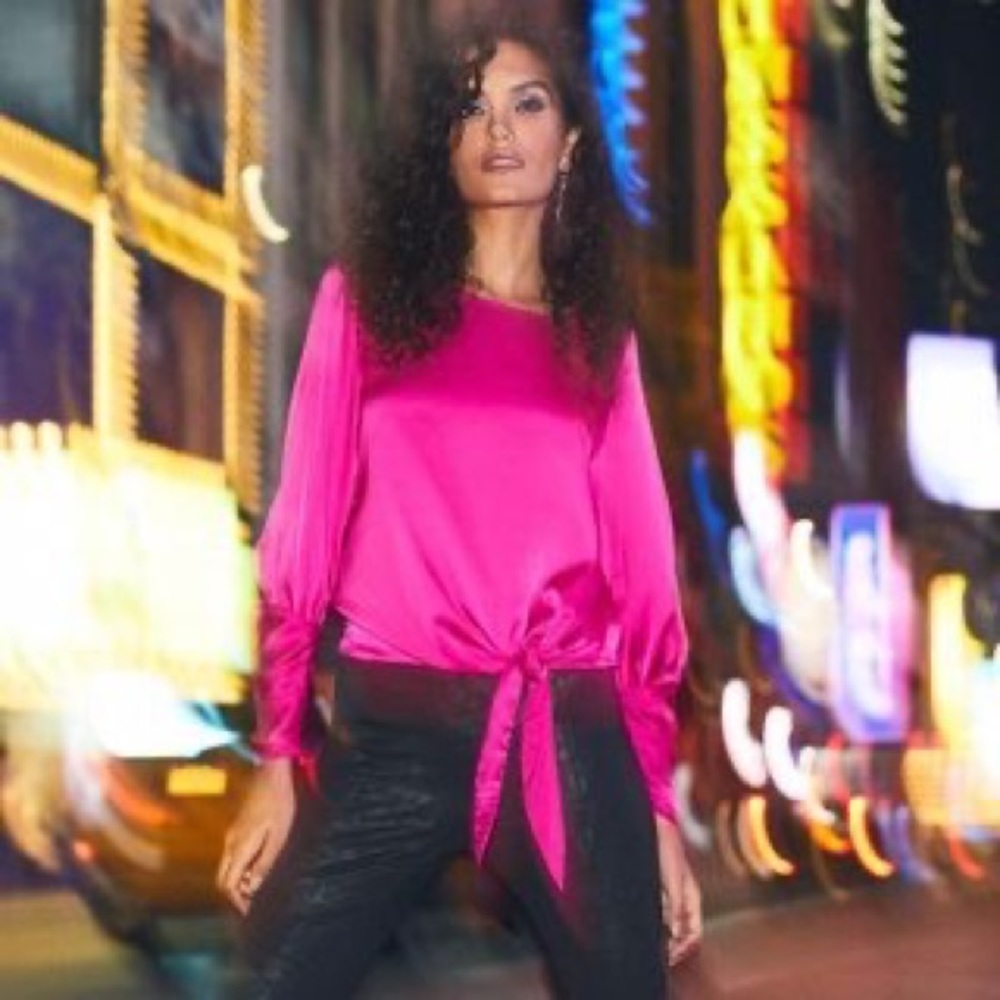 Brand new Melanie Lyne hot pink satin blouse